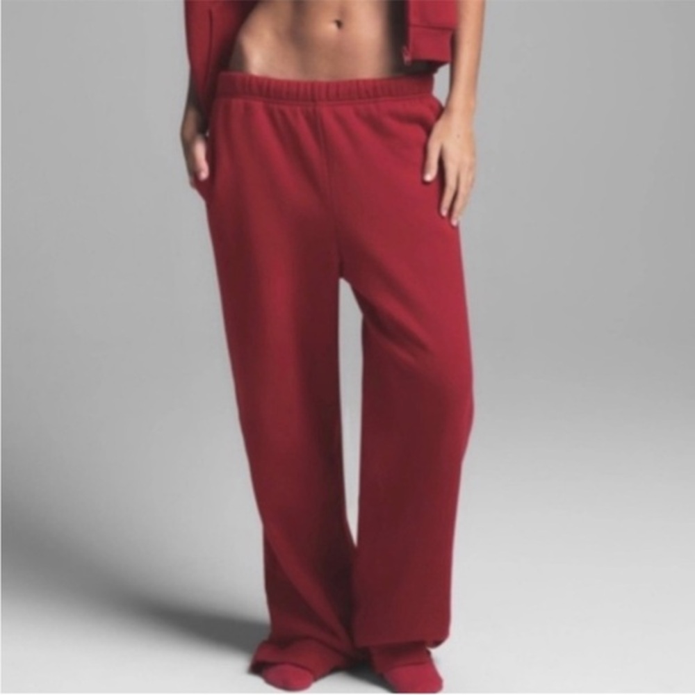 SKIMS Cotton Fleece Straight Leg Pant in Brick